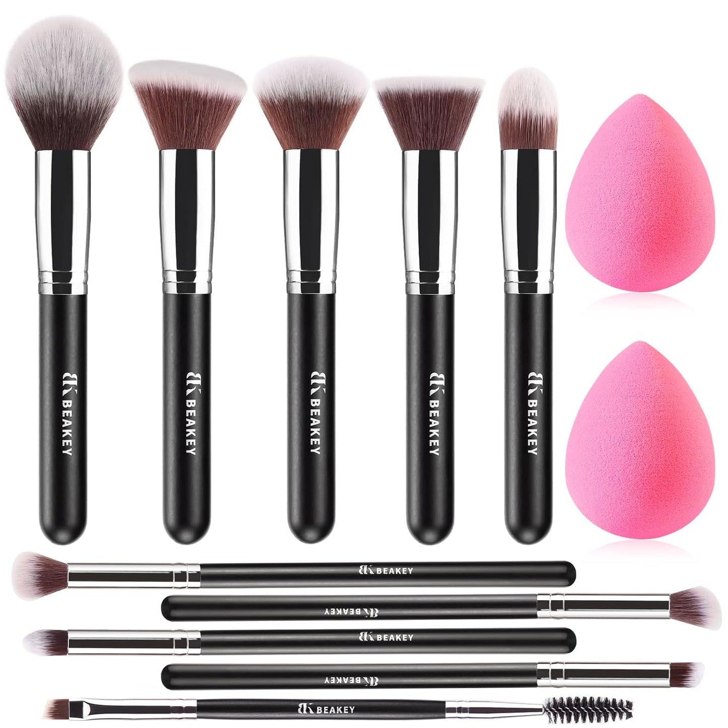 Makeup Brushes Set, Professional Foundation Eyeshadow Concealer Blush Powder Bronzer Applicator, 2 Blender Sponge Wit Beauty Paper Case, Gifts for Women Christmas Stocking Stuffers for Adults