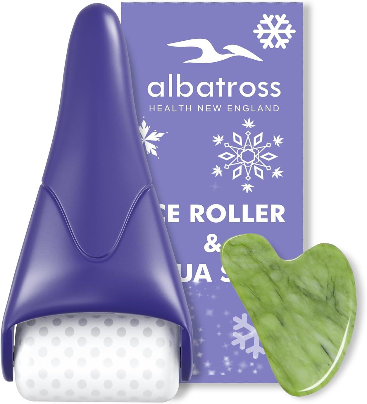 Gua Sha & Ice Roller for Face, Small Gifts, Facial Tools for Puffiness and Redness Reducing Skin Care Routine, Self Care Massage Gift for Women Men