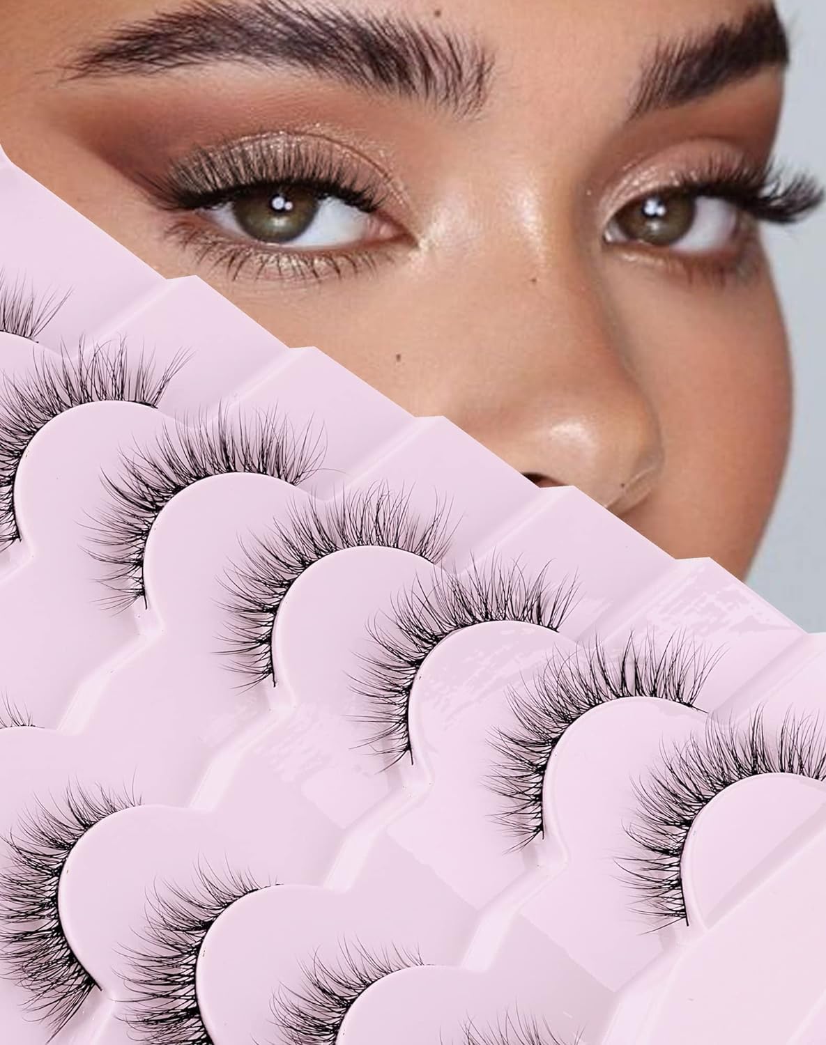 Natural Lashes Natural Look False Eyelashes Natural Flared Eyelashes Soft Fluffy Lashes 7 Pairs