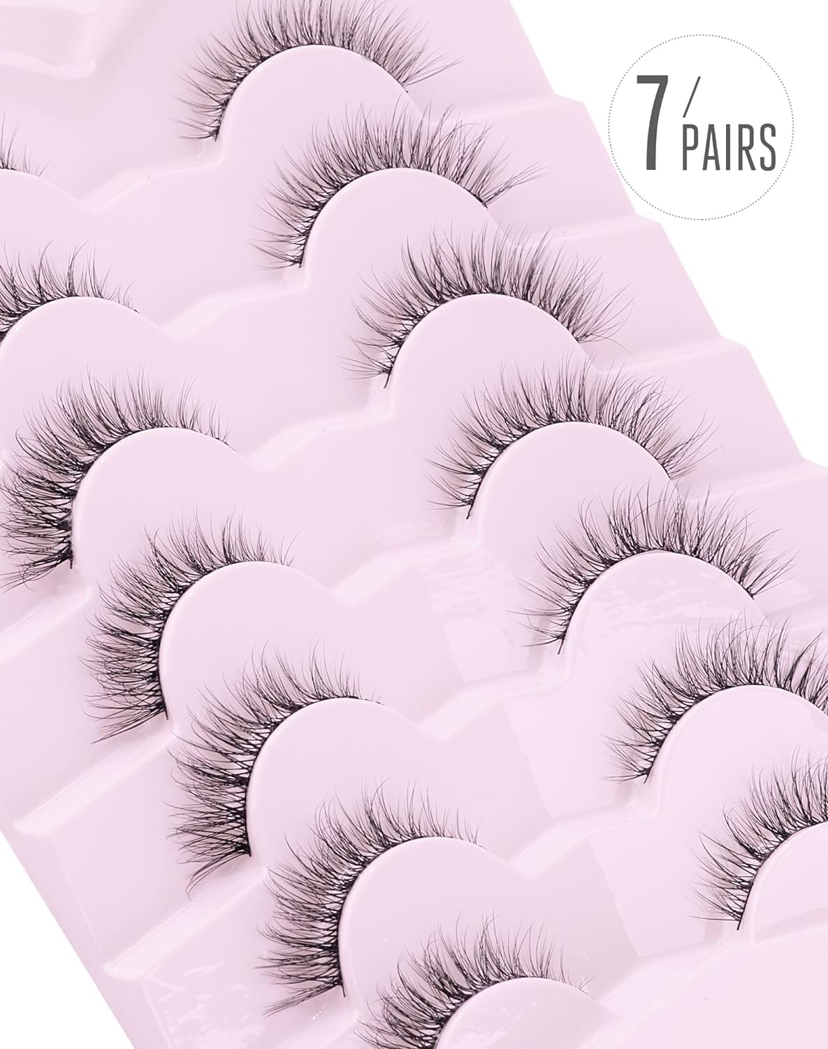 Natural Lashes Natural Look False Eyelashes Natural Flared Eyelashes Soft Fluffy Lashes 7 Pairs