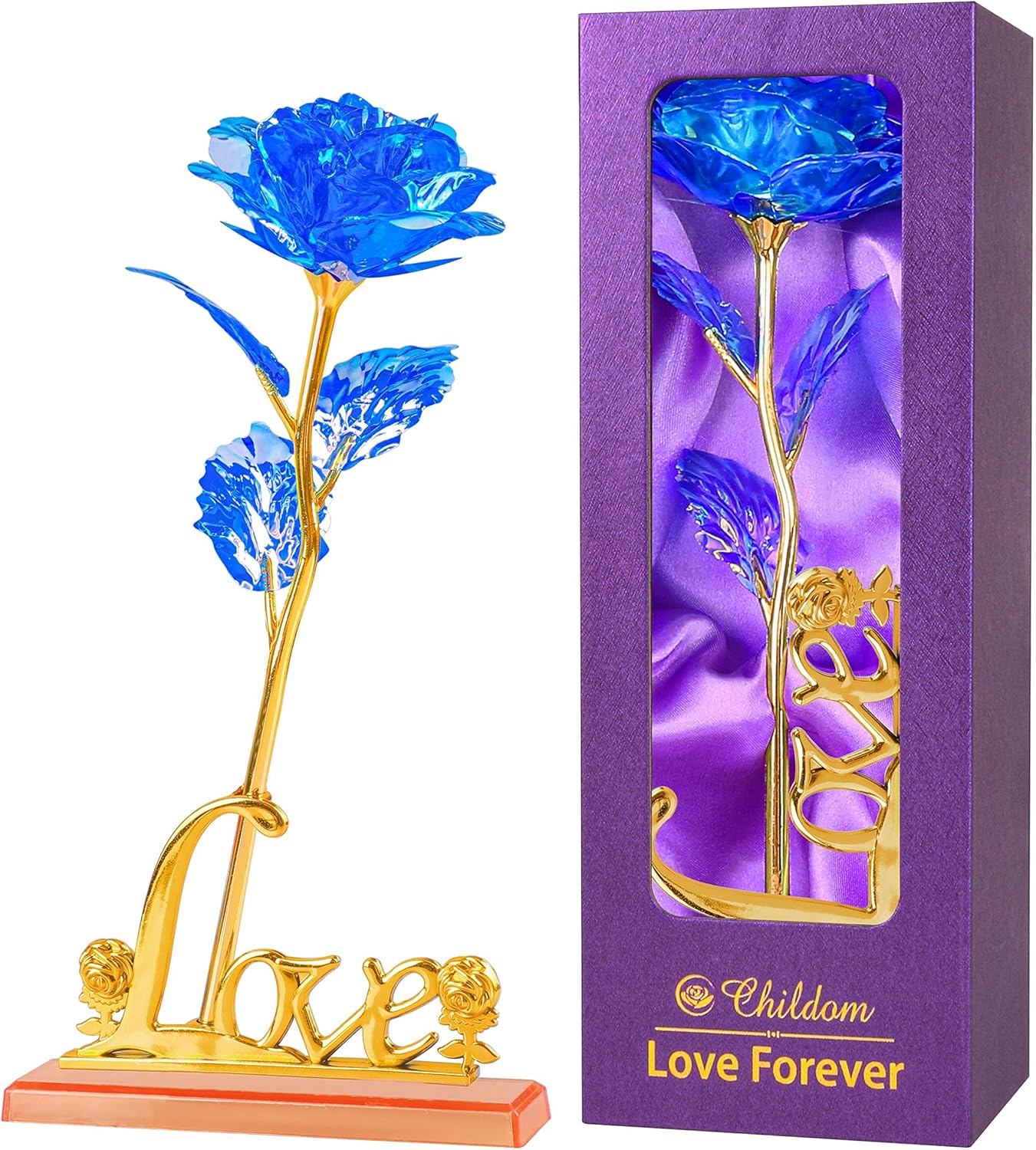 Rainbow Valentines Rose Gifts for Her with Love Stand,Valentines Day Gifts for Her,Birthday Gifts for Womens,Valentines Day Gifts for Women,Mom,Purple Gifts for Her,Wife,Women,Mom,Grandma,Anniversary