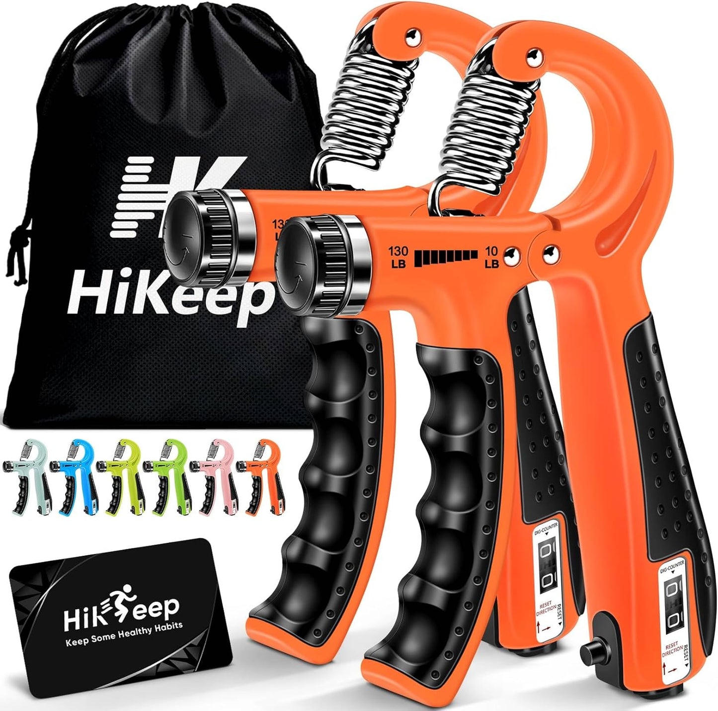 Hand Grip Strengthener, Grip Strength Trainer - 2 Pack Adjustable Resistance 10-130 Lbs Forearm Strengthener, Hand Exerciser for Muscle Building and Injury Recovery for Athletes