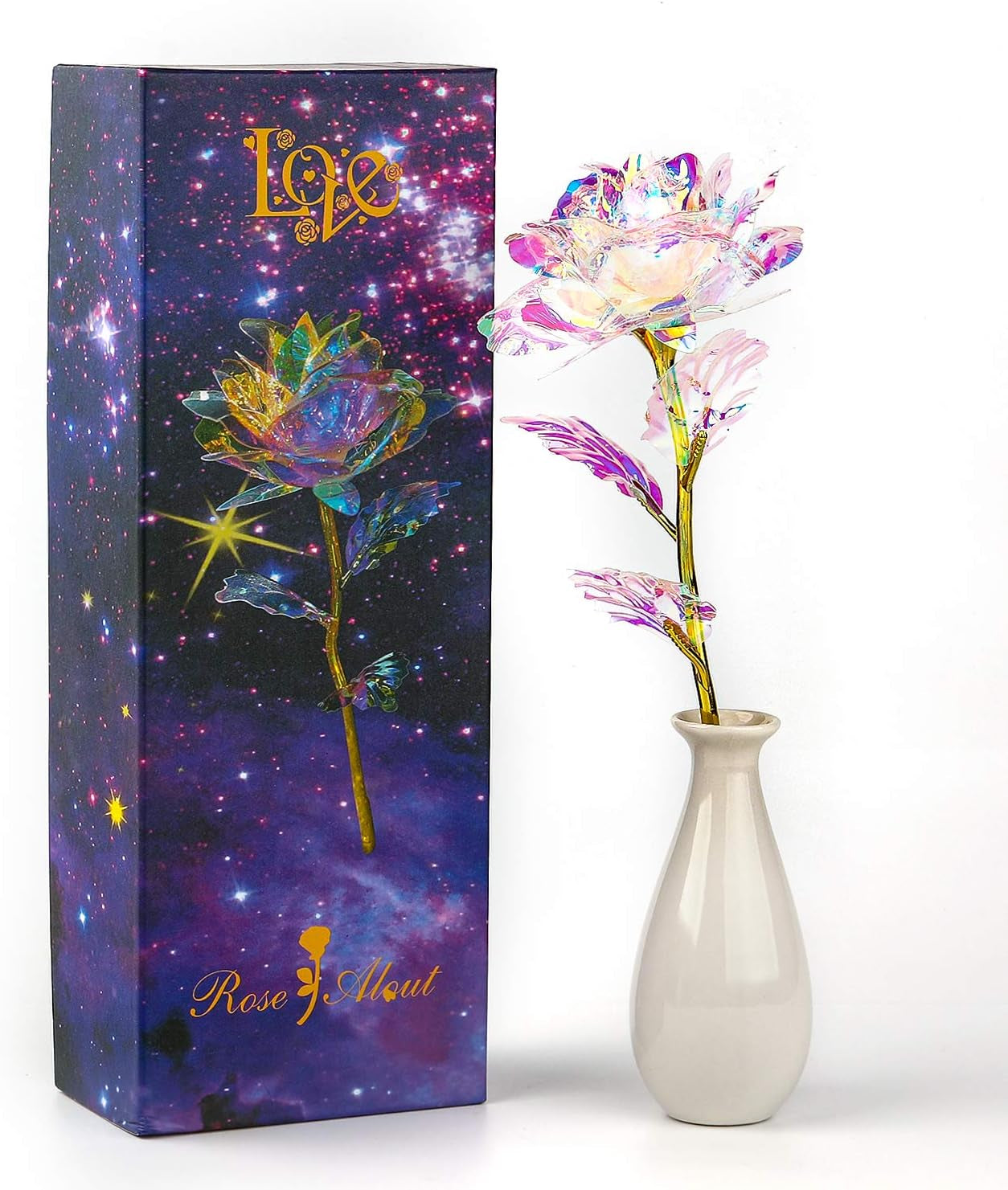 Colorful Rose Artificial Gold Roses Flower Unique Gifts valentine Day Thanksgiving Mother Day Girl'S Birthday