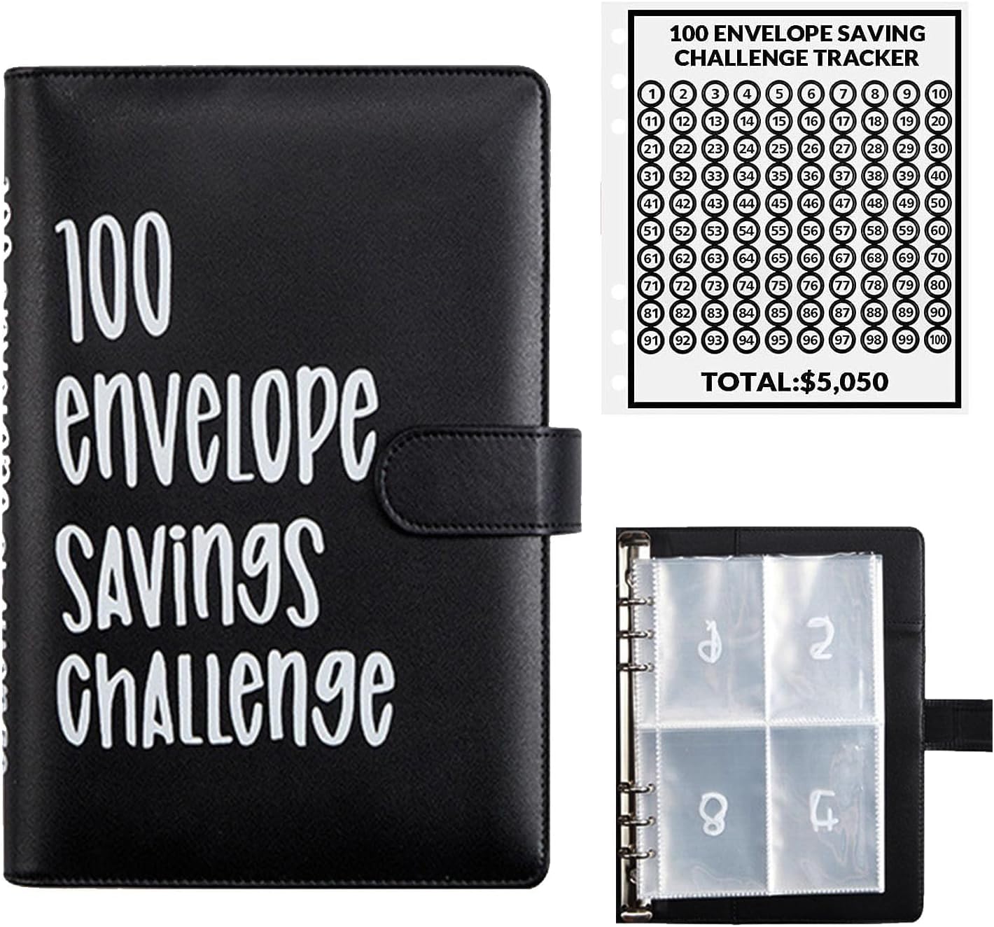 Saving Challenge, budgetplanner, Duits, A5, huishoudplanner met enveloppen, budgetbinder, eenvoudige en leuke manier om € 5050 te besparen, spaarboek om geld te besparen Saving Challenge, budgetplanner, Duits, A5, huishoudplanner met enveloppen, budgetbinder, eenvoudige en leuke manier om € 5050 te besparen, spaarboek om geld te besparen