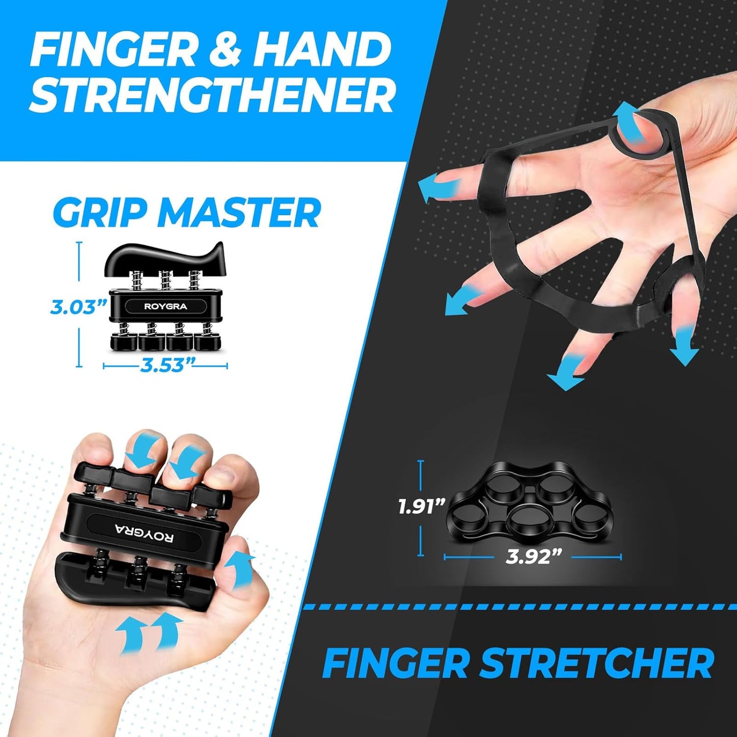 Hand Grip Strengthener, Adjustable Grip Strength Trainer with 4 Exercise Tools - Set of 5