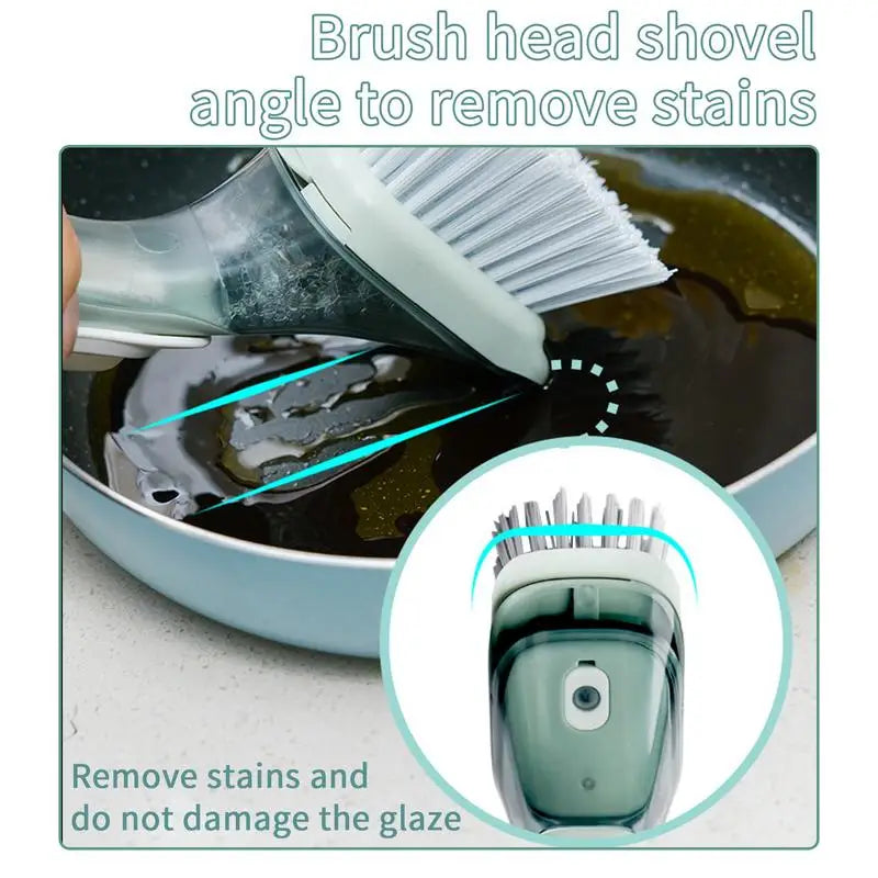 Dish Brush with Handle Multifunctional Dish Scrubber Long Handle Dishwashing Clean Brush with Replacement Sponge Head Cleaners