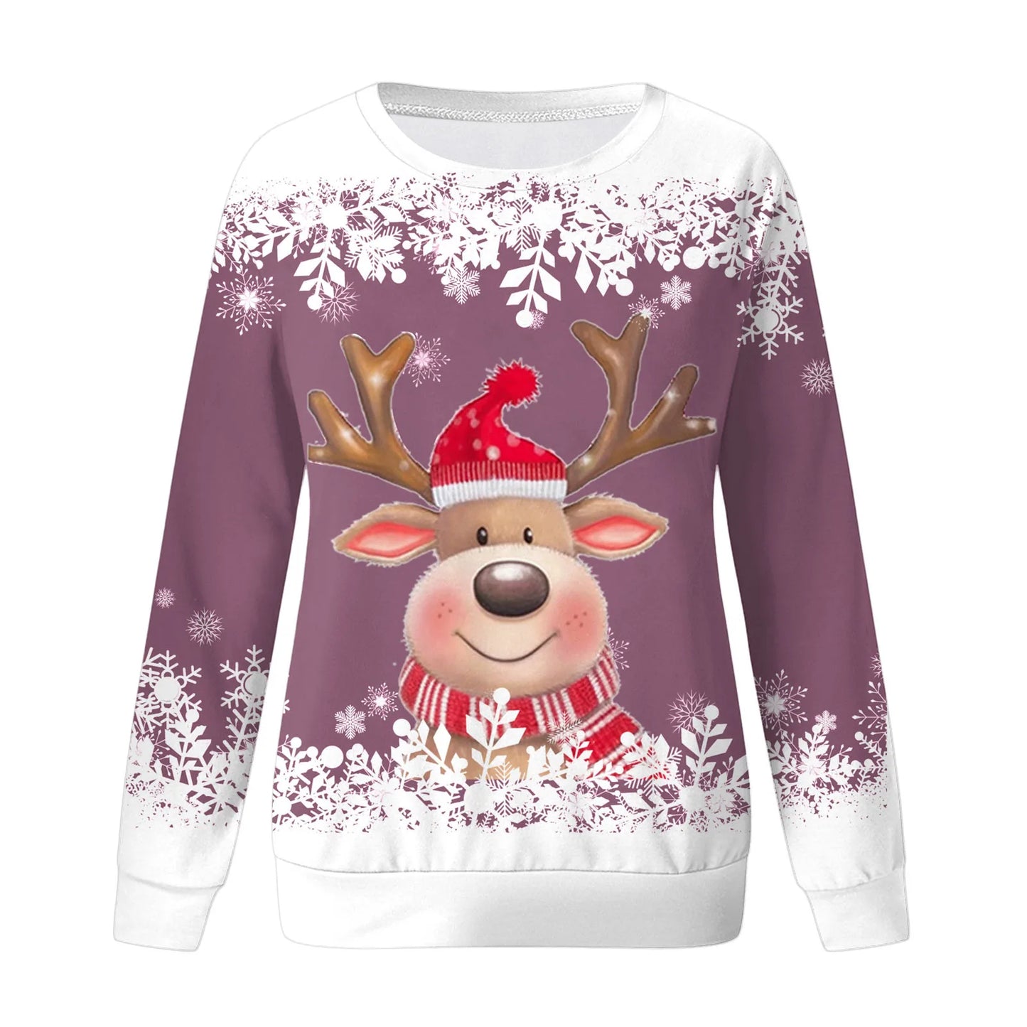 Women Christmas Cute Deer Hoodie Long Sleeve Fashion Christmas Costumes Winter and Autumn Pullover Tops Hoodless Sweatshirts