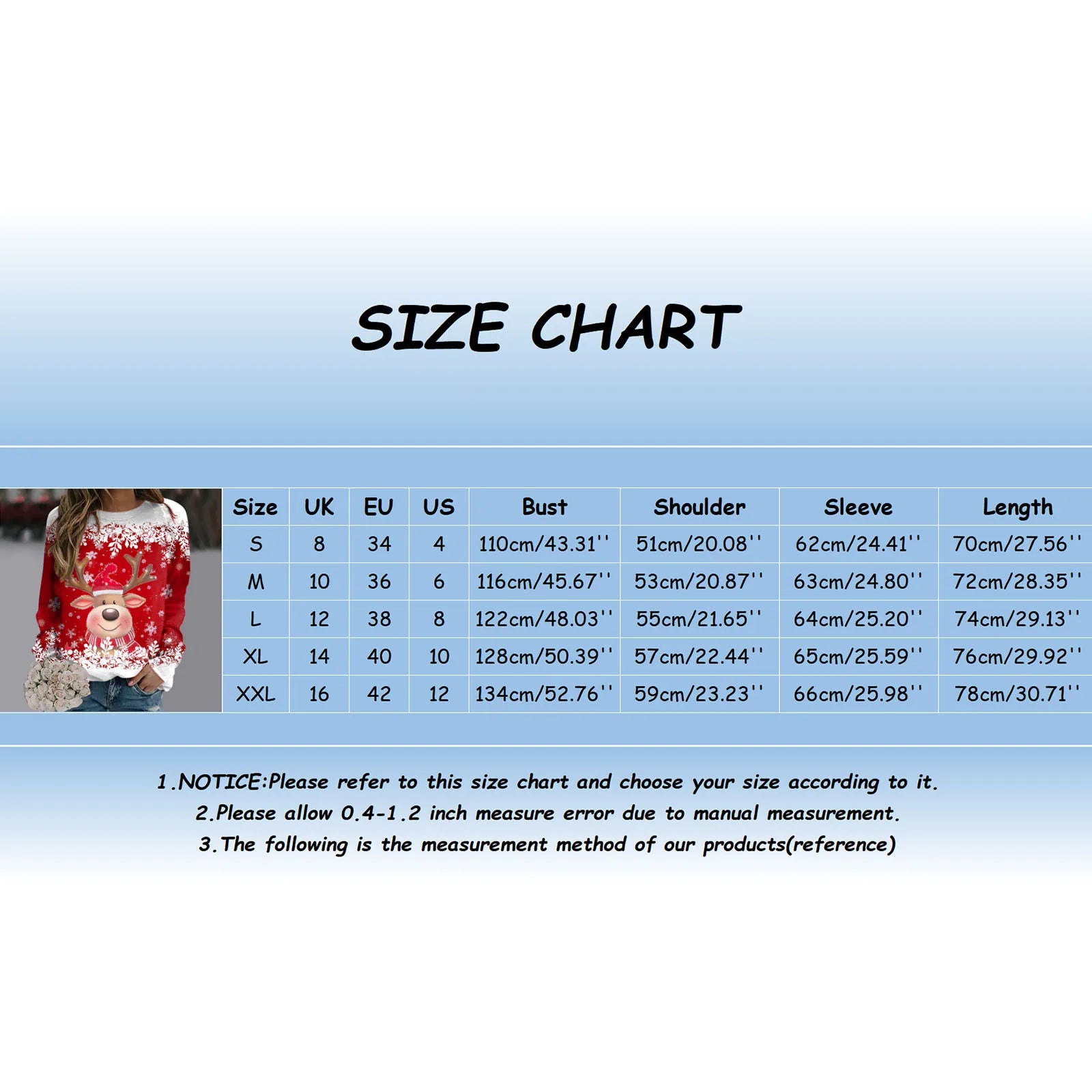 Women Christmas Cute Deer Hoodie Long Sleeve Fashion Christmas Costumes Winter and Autumn Pullover Tops Hoodless Sweatshirts