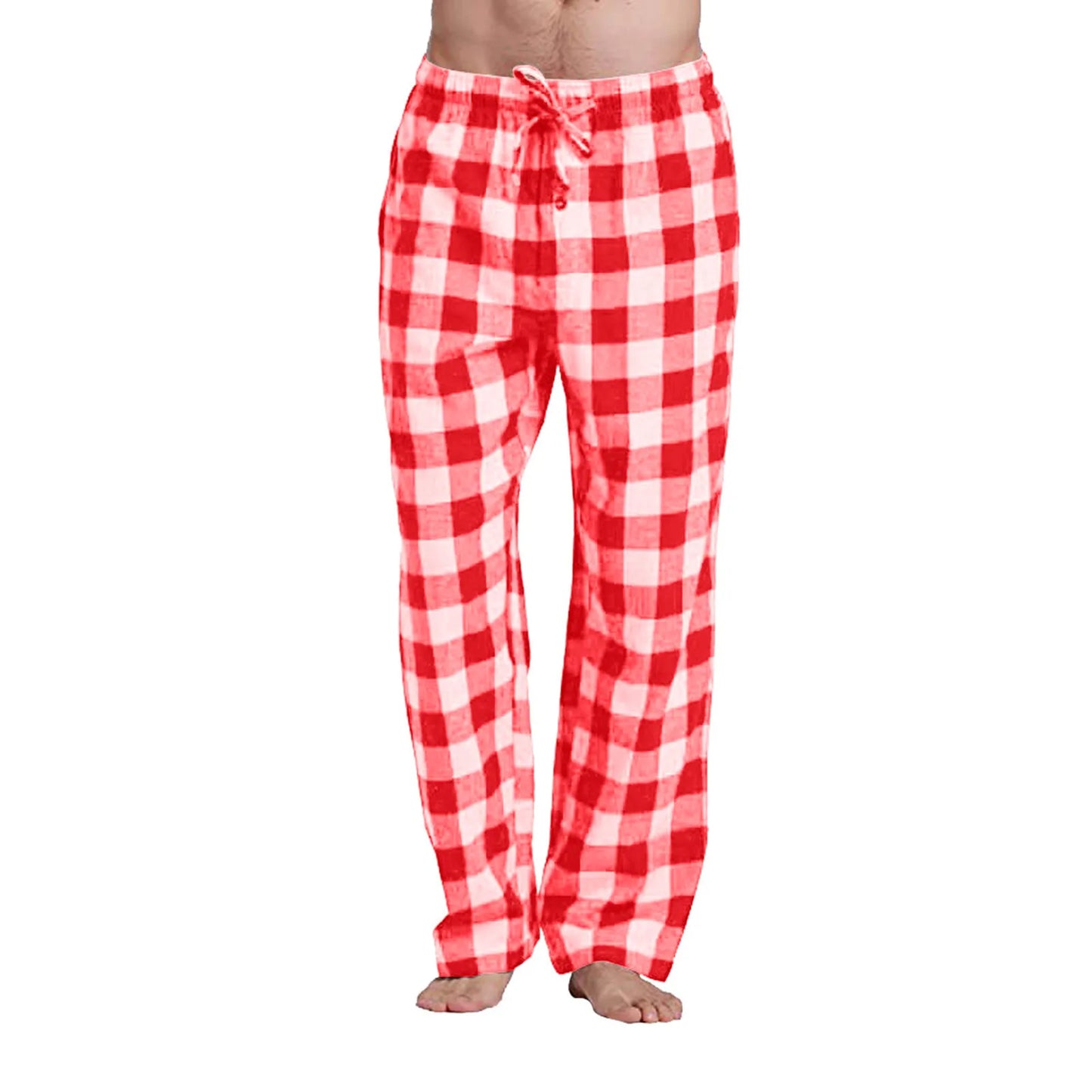 Mens Casual Plaid Loose Sport Pajama Pants 